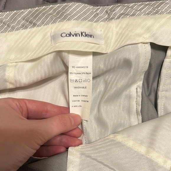 Calvin Klein Gray Dress Trousers Formal Straight-Leg 36 x 32 - Picture 7 of 7